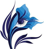 Abstract Blue Flower with an Eye vector