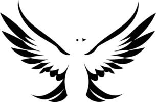 A simple yet elegant black and white silhouette of a dove in flight, perfect for logos, branding, or spiritual imagery vector