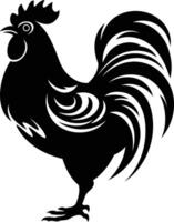 A bold, black and white silhouette of a rooster, perfect for designs that need a touch of vintage style vector