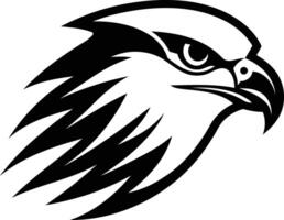 Sharp and bold, this black and white element illustration of a hawk's head evokes power, focus, and strength vector