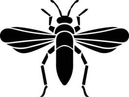 Simple black silhouette of a wasp, perfect for use in design projects, logos, or illustrations vector