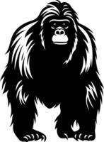 A bold silhouette of a powerful gorilla in a striking black and white design vector
