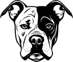 A striking black and white illustration of a pit bull's face, perfect for creating bold and powerful designs vector