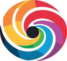 Abstract Colorful Spiral with a Black Circle vector