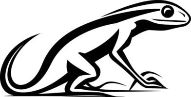 Stylized black and white illustration of a lizard, perfect for logos, branding, and design projects vector