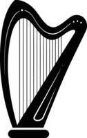 A simple, elegant silhouette of a harp, perfect for musical design projects vector