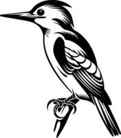 A bold and stylized black and white illustration of a kingfisher, perfect for design projects or nature-themed illustrations vector