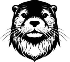 Black and white element illustration of an otter's face, perfect for tattoos, branding, or designs with a wild and adventurous theme vector