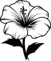 A simple, elegant black and white illustration of a hibiscus flower, perfect for adding a touch of tropical beauty to your designs vector