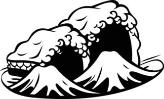 Powerful black and white illustration of a crashing ocean wave vector