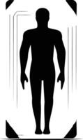 A stark silhouette of a man standing inside a rectangular frame vector