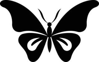 Simple black and white silhouette of a butterfly with open wings vector
