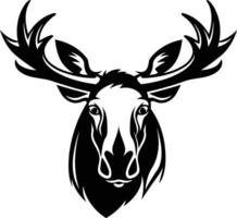 A bold black and white illustration of a majestic moose head, perfect for adding a touch of wilderness to your designs vector