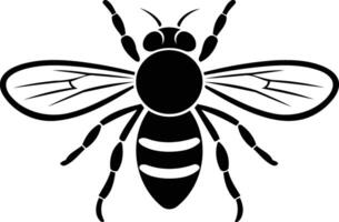 A simple, yet striking black and white illustration of a bee vector