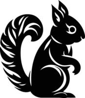 Stylish black and white silhouette of a squirrel, perfect for tattoos, logos, or any design project needing a touch of nature vector