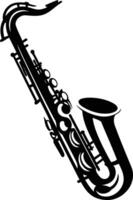 Simple silhouette of a saxophone in black on a white background vector