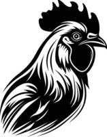 A bold and graphic black and white illustration of a rooster's head, perfect for adding a touch of rustic charm to your design projects vector