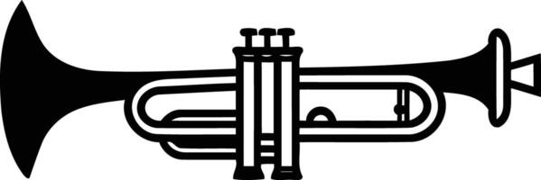 Black and white illustration of a trumpet, perfect for music, jazz, or band related projects vector