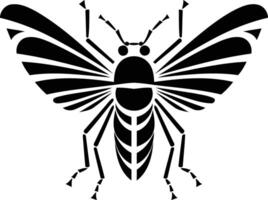 Stylish black and white element illustration of an insect with detailed wings vector
