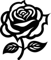 Classic black and white rose silhouette perfect for tattoo designs, branding, or decorative elements vector