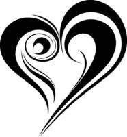 A stylized black and white heart design with intricate swirls and curves, perfect for tattoos, logos, or graphic design projects vector