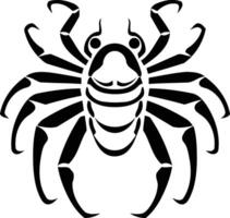 Stylized black and white element illustration of a spider or crab with bold lines and a tribal design vector