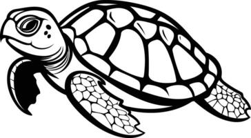 Black and white illustration of a sea turtle, perfect for creating logos, emblems, and designs for businesses, websites, or products related to marine life, conservation, and sustainability vector