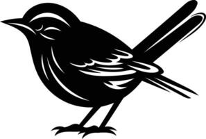 A minimalist black and white illustration of a bird in a simple, elegant silhouette vector