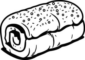 A simple line drawing of a delicious looking roll cake, perfect for adding a touch of sweetness to your designs vector