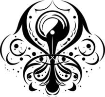 Intricate black and white tribal tattoo design featuring a swirling, abstract pattern vector
