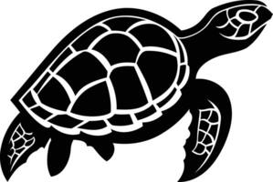 A simple yet powerful black and white silhouette of a sea turtle, perfect for eco conscious branding or ocean themed designs vector