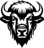 A bold and striking black and white illustration of a bison's head, perfect for adding a powerful and primal touch to your designs vector