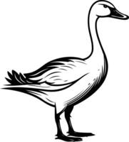 A striking black and white illustration of a goose, capturing its elegant profile and detailed features vector
