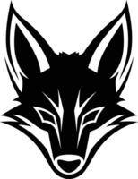Black and white element illustration of a stylized fox head, perfect for branding or design projects vector
