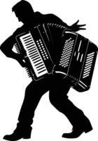 Silhouette of a musician playing an accordion vector