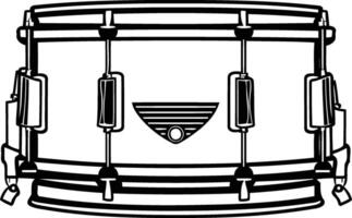 Black and white element illustration of a snare drum, perfect for graphic design projects related to music, drums, and percussion vector