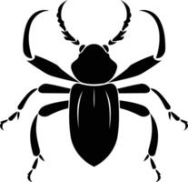 Black and white element illustration of a beetle in a simple, minimalist style vector
