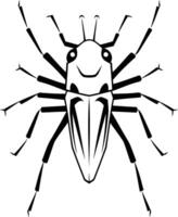 Black and white element illustration of a stylized insect, perfect for tattoos, branding, or design elements vector