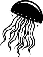 Black and white line art illustration of a jellyfish, perfect for tattoo designs, branding, and any project with an oceanic theme vector