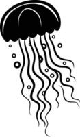 A simple yet striking black and white illustration of a jellyfish vector