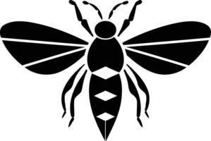 Black and white element illustration of a stylized bee, perfect for logos, branding, or design projects vector