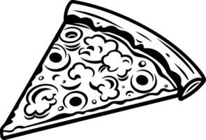 A classic slice of pizza, rendered in a bold black and white style vector