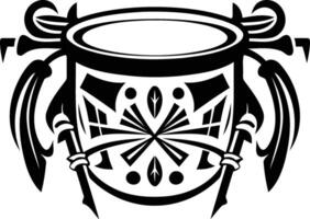 A bold, stylized tattoo design featuring a drum with intricate details vector