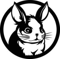 Cute black and white rabbit silhouette in a circle vector