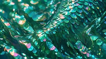 scale texture of skin of fish, snake or dragon. green shiny snakeskin Background. abstract New Year's banner of symbol of 2025 for year of snake photo