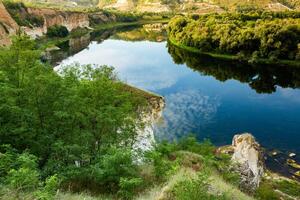 Photo with beautiful landscape and wonderful nature from the north of the Republic of Moldova, Europe. The Dniester River, the most important in Moldova.