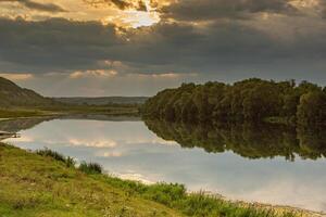 Photo with beautiful landscape and wonderful nature from the north of the Republic of Moldova, Europe. The Dniester River, the most important in Moldova.
