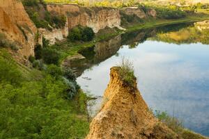 Photo with beautiful landscape and wonderful nature from the north of the Republic of Moldova, Europe. The Dniester River, the most important in Moldova.