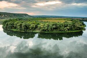 Photo with beautiful landscape and wonderful nature from the north of the Republic of Moldova, Europe. The Dniester River, the most important in Moldova.