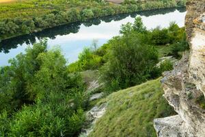 Photo with beautiful landscape and wonderful nature from the north of the Republic of Moldova, Europe. The Dniester River, the most important in Moldova.